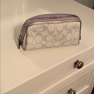 Silver and gray Coach cosmetic bag/change purse